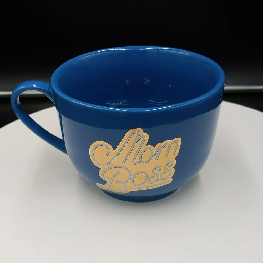 Mom Boss Coffee Tea Mug Paper Source Large Blue Metallic Gold